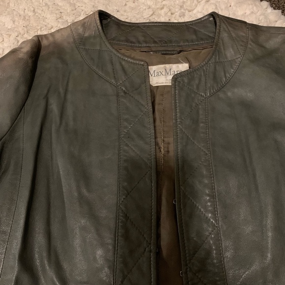 MaxMara Vintage Green Women’s Genuine Leather Jacket made in Italy (US SZ 12) - Picture 4 of 16